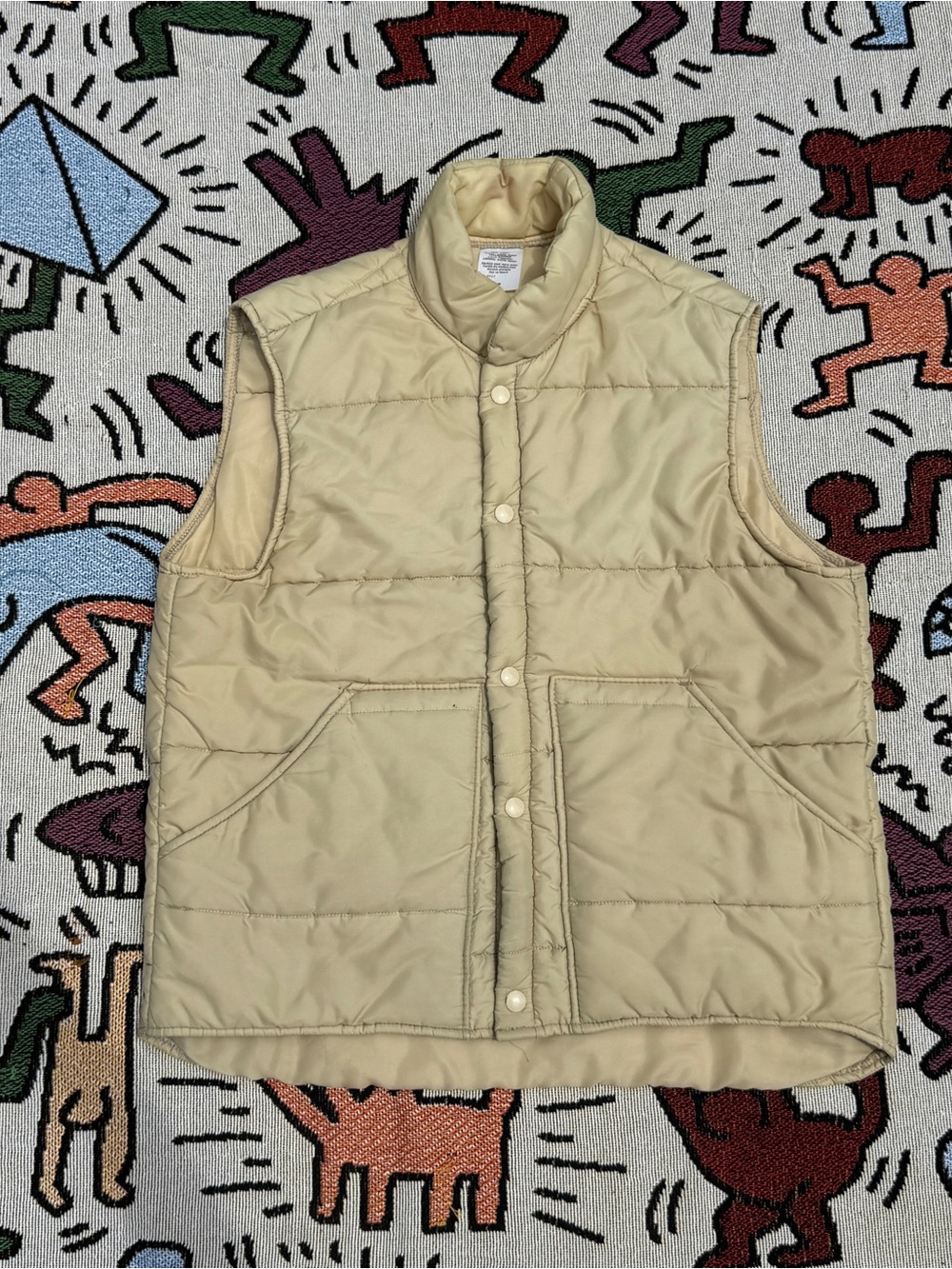 Vintage Quilted Puffer Vest - Beige